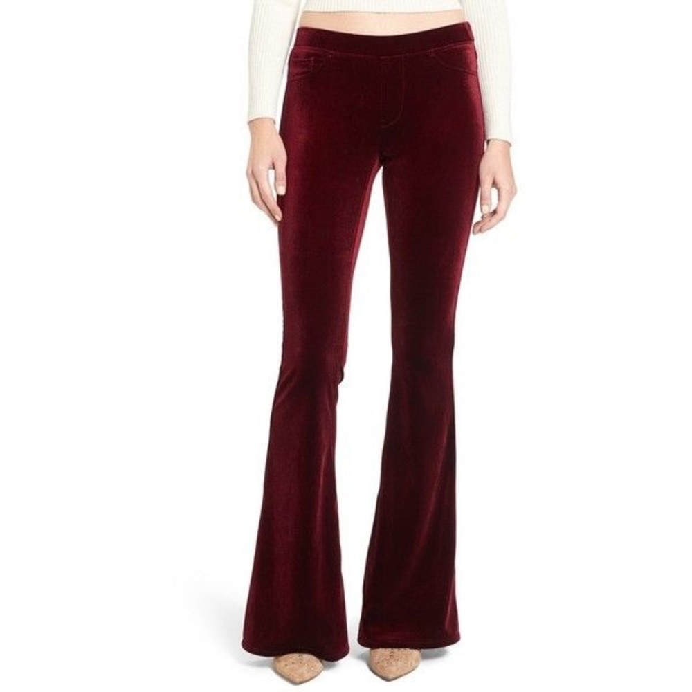 BLANK NYC Velvet Flare Pants in Burgundy